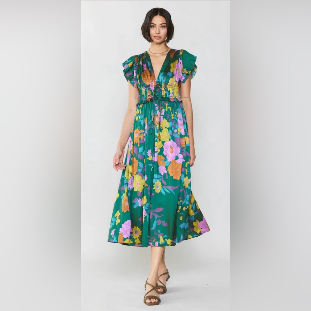 EUC Current Air Mara Floral Midi Dress Size Large